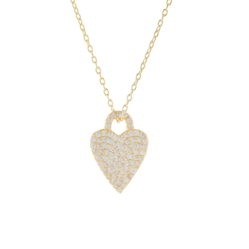 Pavé Heart Charm Necklace sold by Adina Eden's