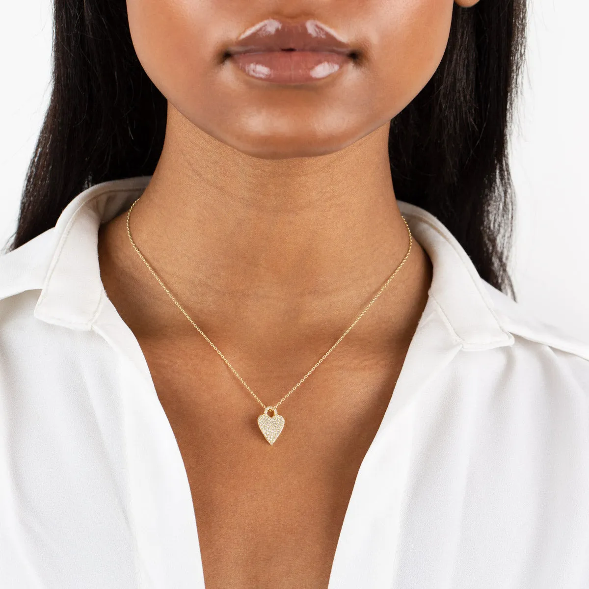 Pavé Heart Charm Necklace sold by Adina Eden's product image thumbnail 2