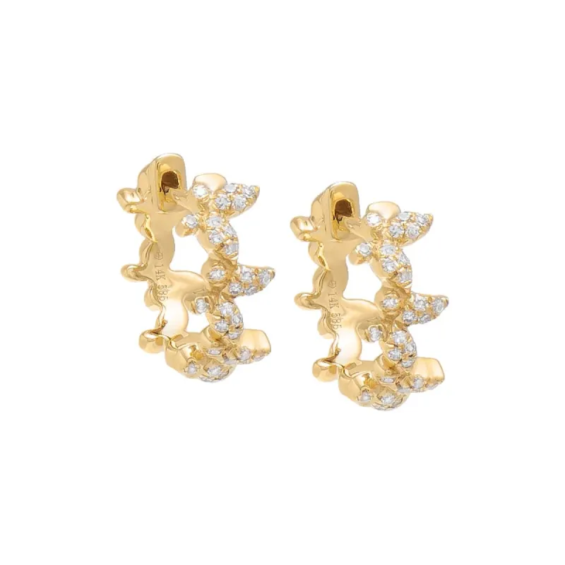 Diamond Pavé Multi Butterfly Huggie Earring 14K sold by Adina Eden's