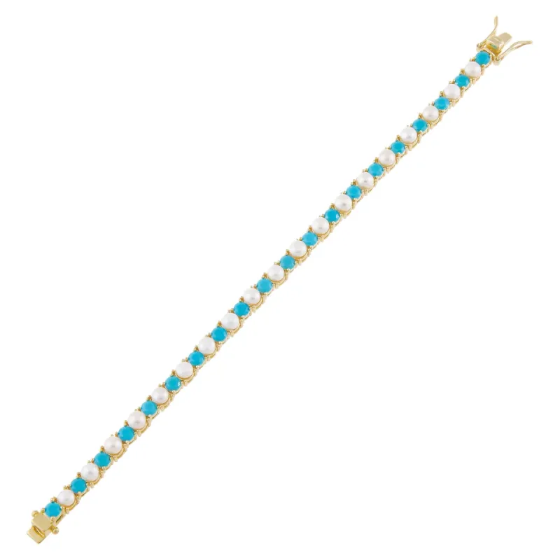 Pearl X Turquoise Bracelet sold by Adina Eden's