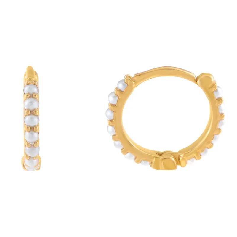 Pearl Huggie Earring 14K sold by Adina Eden's