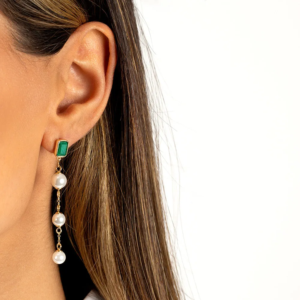 Stone X Pearl Drop Stud Earring sold by Adina Eden's product image thumbnail 4