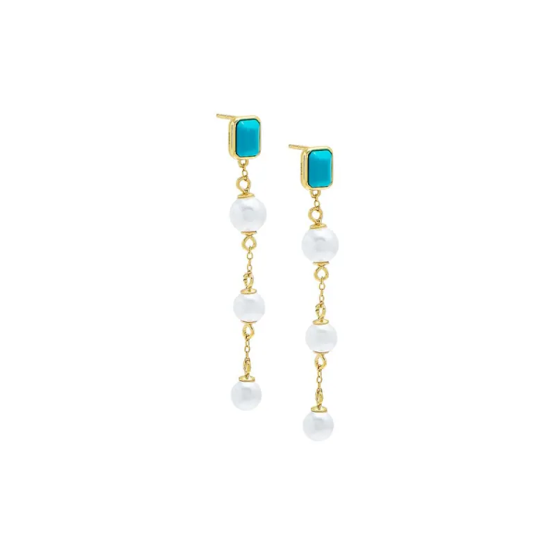 Stone X Pearl Drop Stud Earring sold by Adina Eden's