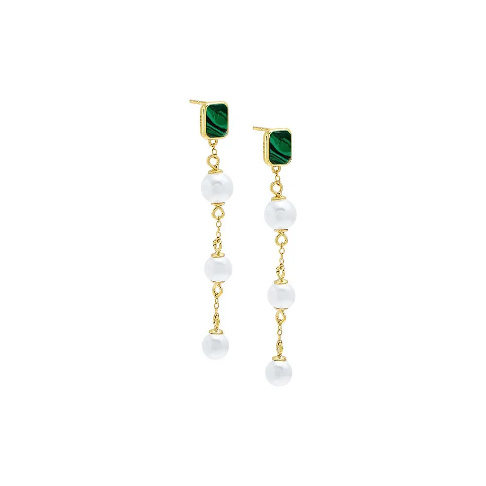 Stone X Pearl Drop Stud Earring sold by Adina Eden's product image thumbnail 3