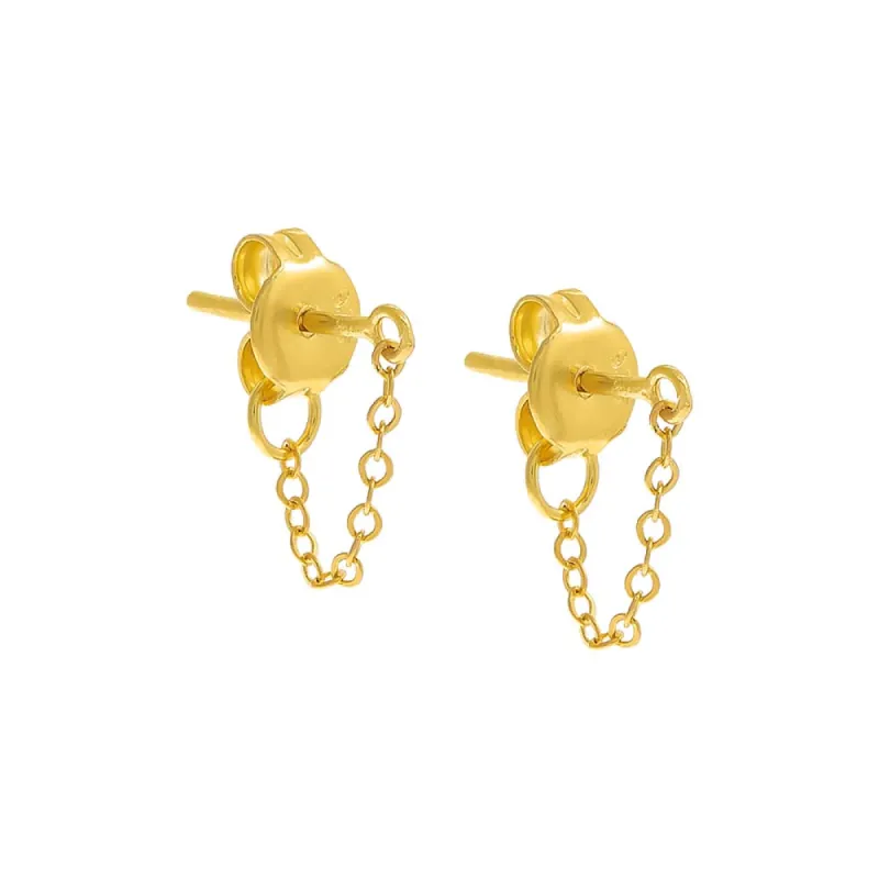 Dainty Chain Front Back Stud Earring sold by Adina Eden's