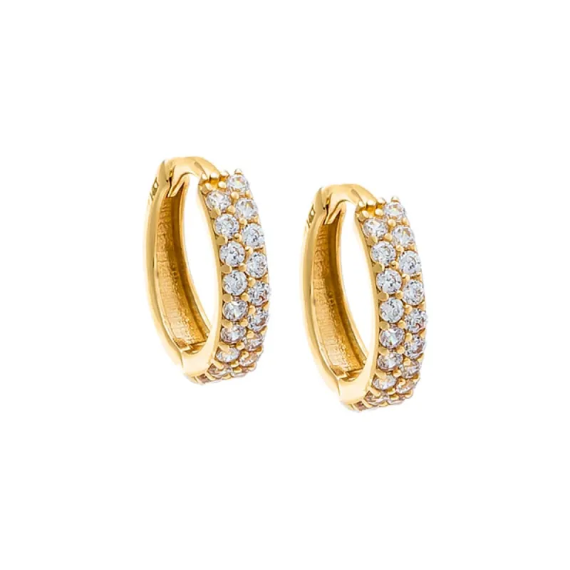 CZ Double Row Pave Huggie Earring 14K sold by Adina Eden's