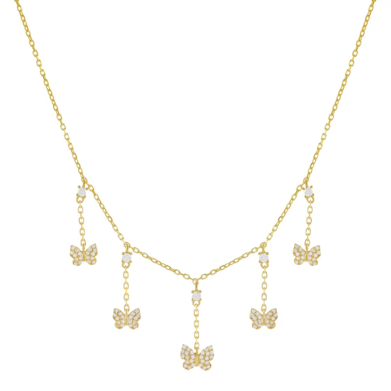 CZ Multi Butterfly Dangling Necklace sold by Adina Eden's