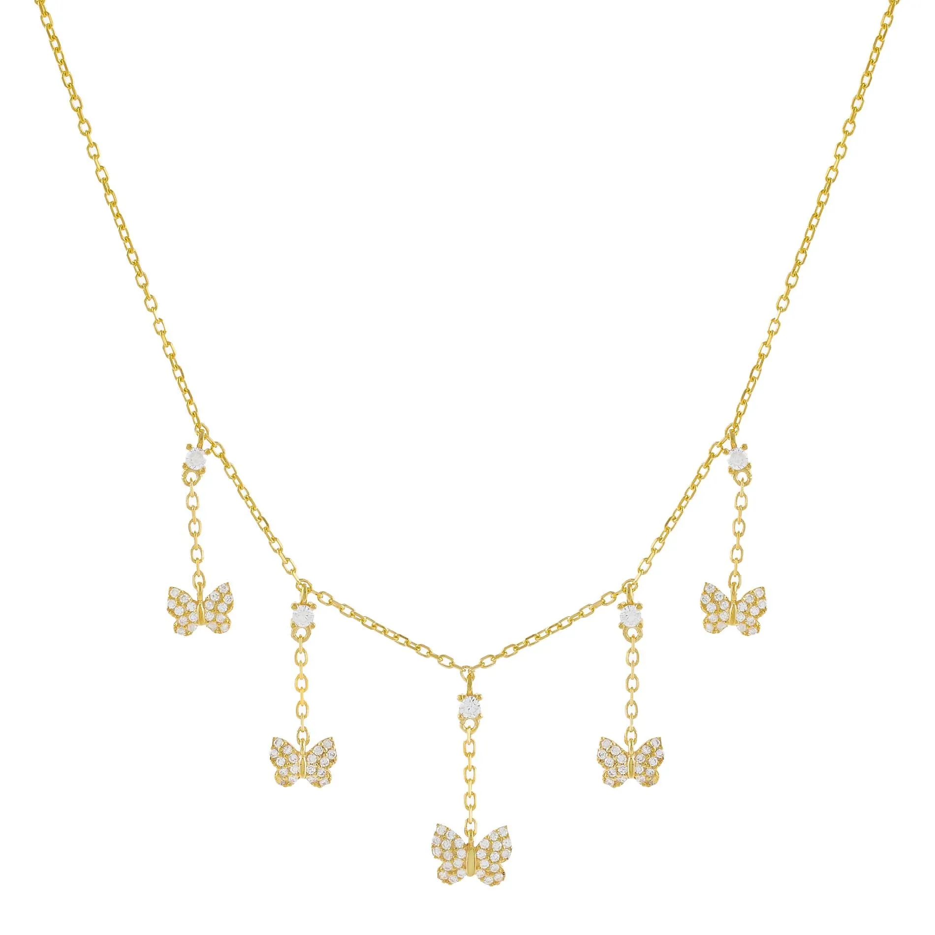CZ Multi Butterfly Dangling Necklace sold by Adina Eden's