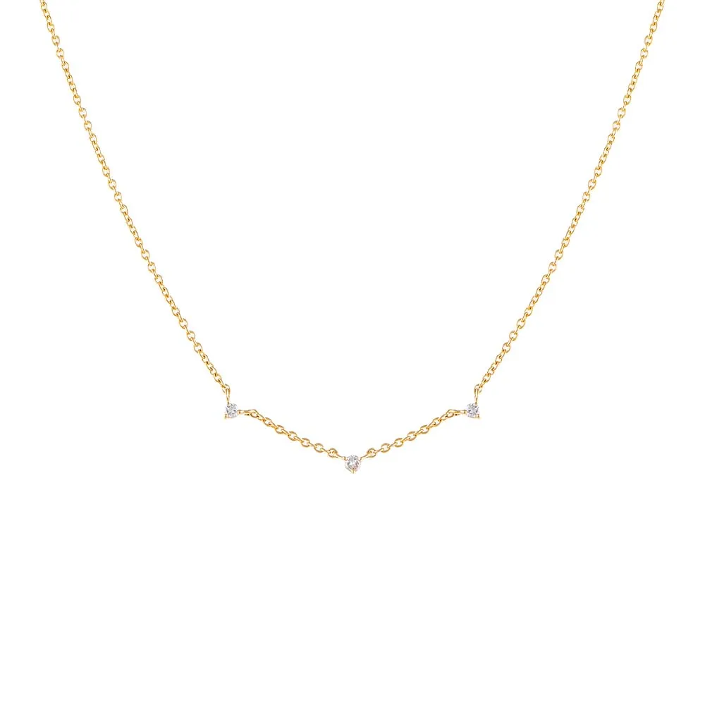 Diamond Trio Solitaire Embedded Necklace 14K sold by Adina Eden's