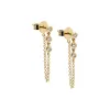Triple Diamond Bezel Front Back Chain Stud Earring 14K sold by Adina Eden's