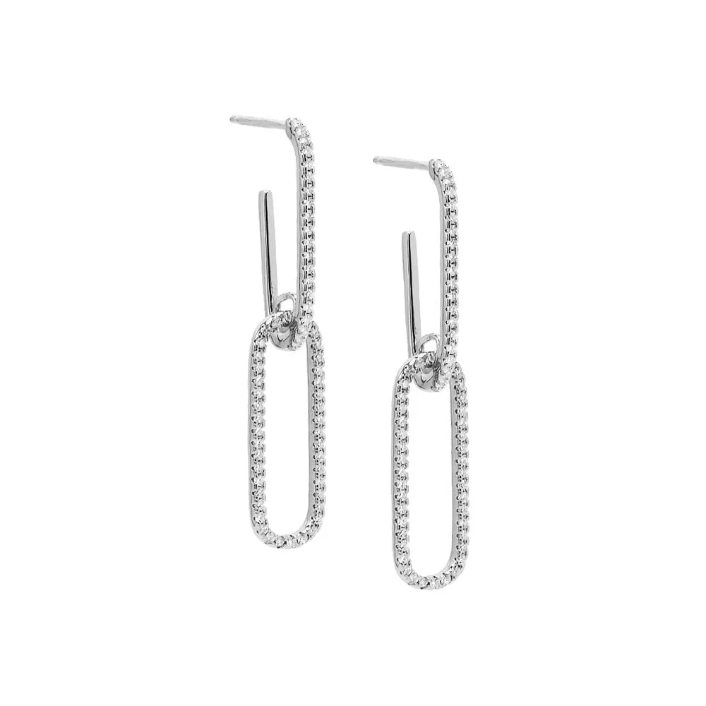 Double Pavé Drop Link Stud Earring sold by Adina Eden's product image thumbnail 3