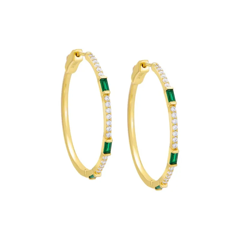 Colored CZ Baguette Large Hoop Earring sold by Adina Eden's