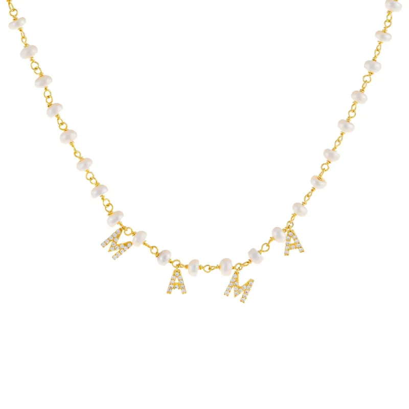 CZ Mama Pearl Necklace sold by Adina Eden's