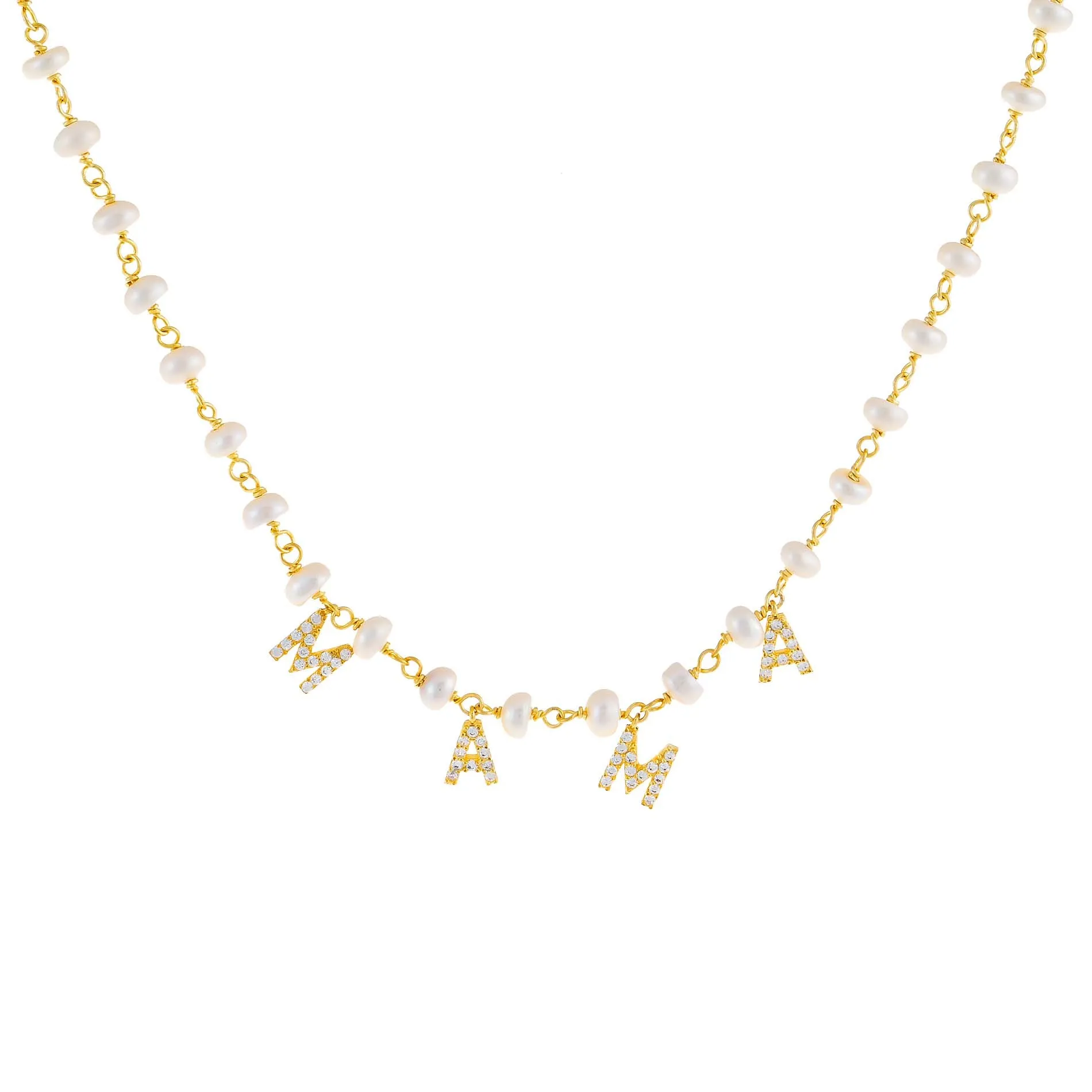 CZ Mama Pearl Necklace sold by Adina Eden's