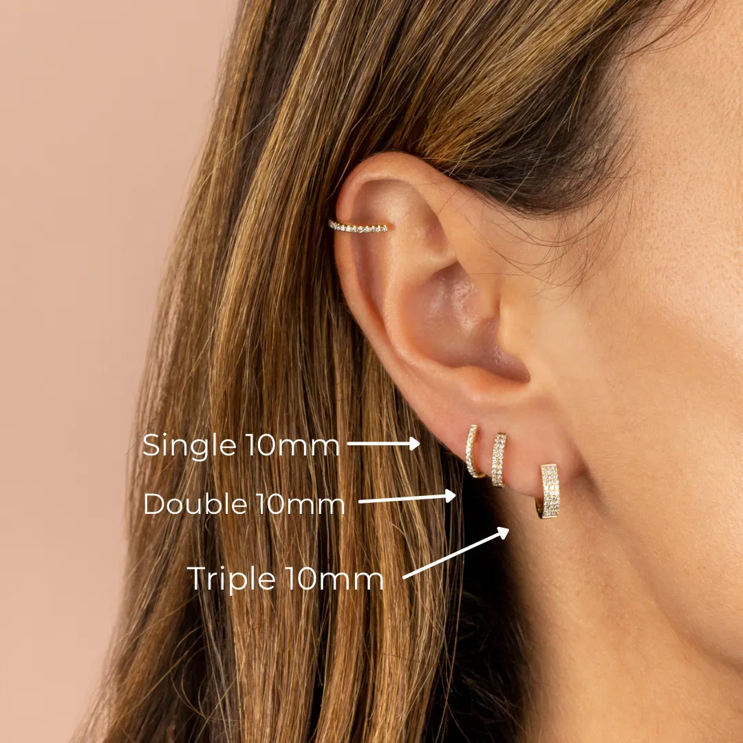 Diamond Double Row Huggie Earring 14K sold by Adina Eden's product image thumbnail 3