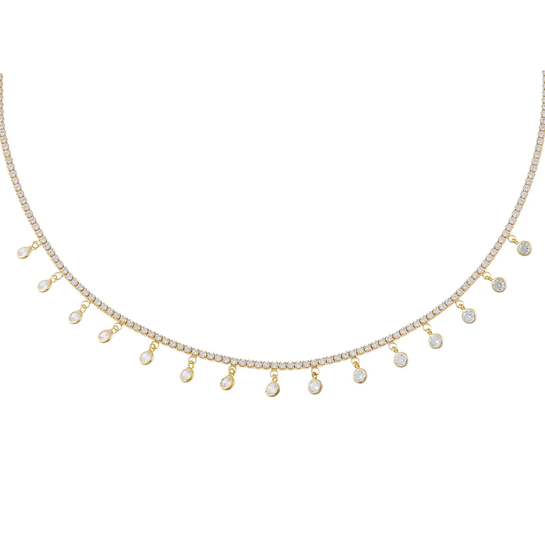 Bezel Dangle Tennis Choker sold by Adina Eden's