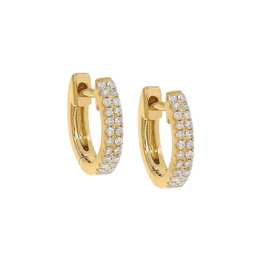Diamond Double Row Huggie Earring 14K sold by Adina Eden's