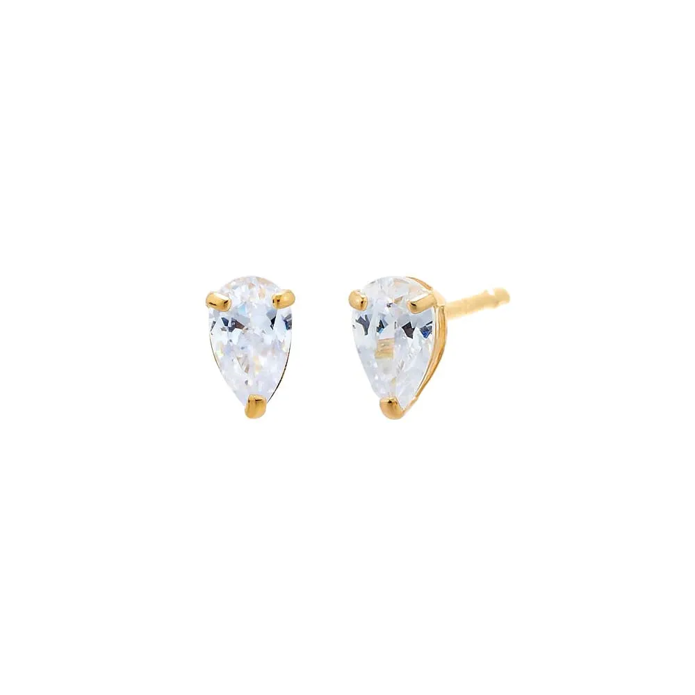 CZ Pear Shape Stud Earring 14K sold by Adina Eden's