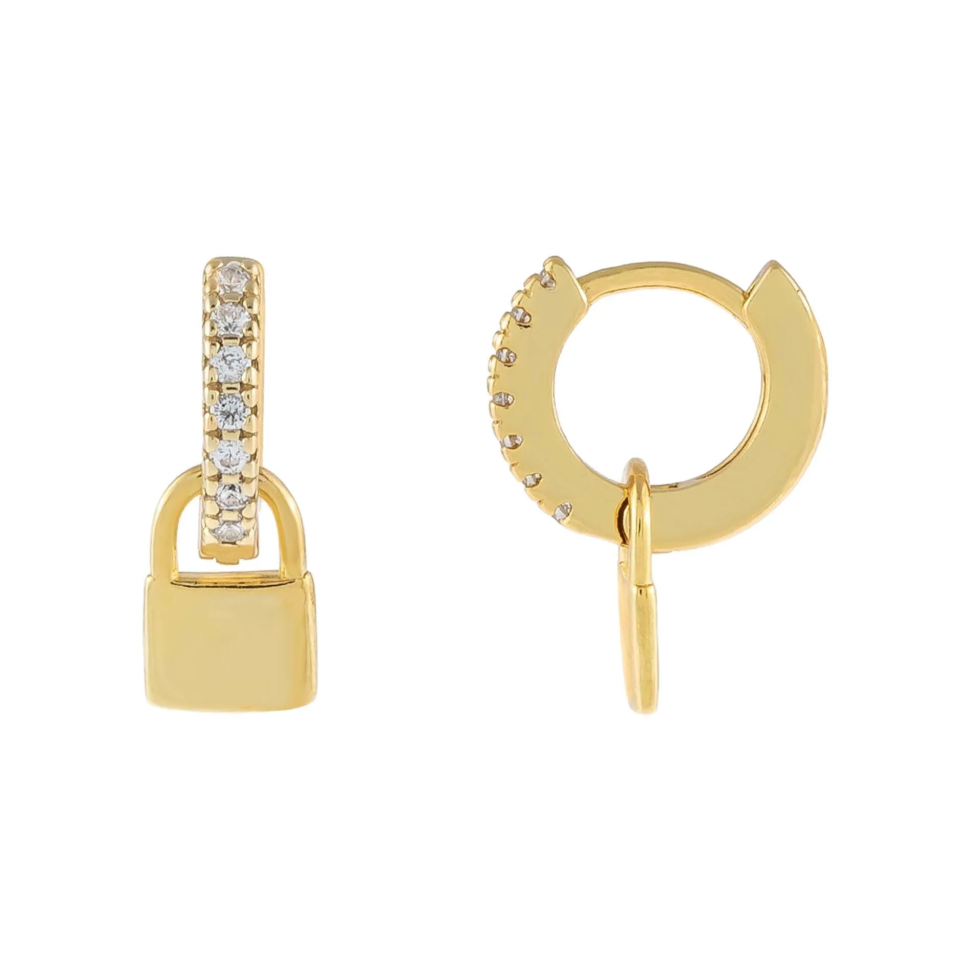 CZ Mini Lock Huggie Earring sold by Adina Eden's