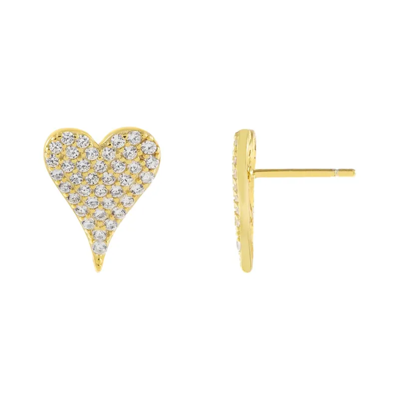 Pavé Medium Heart Stud Earring sold by Adina Eden's
