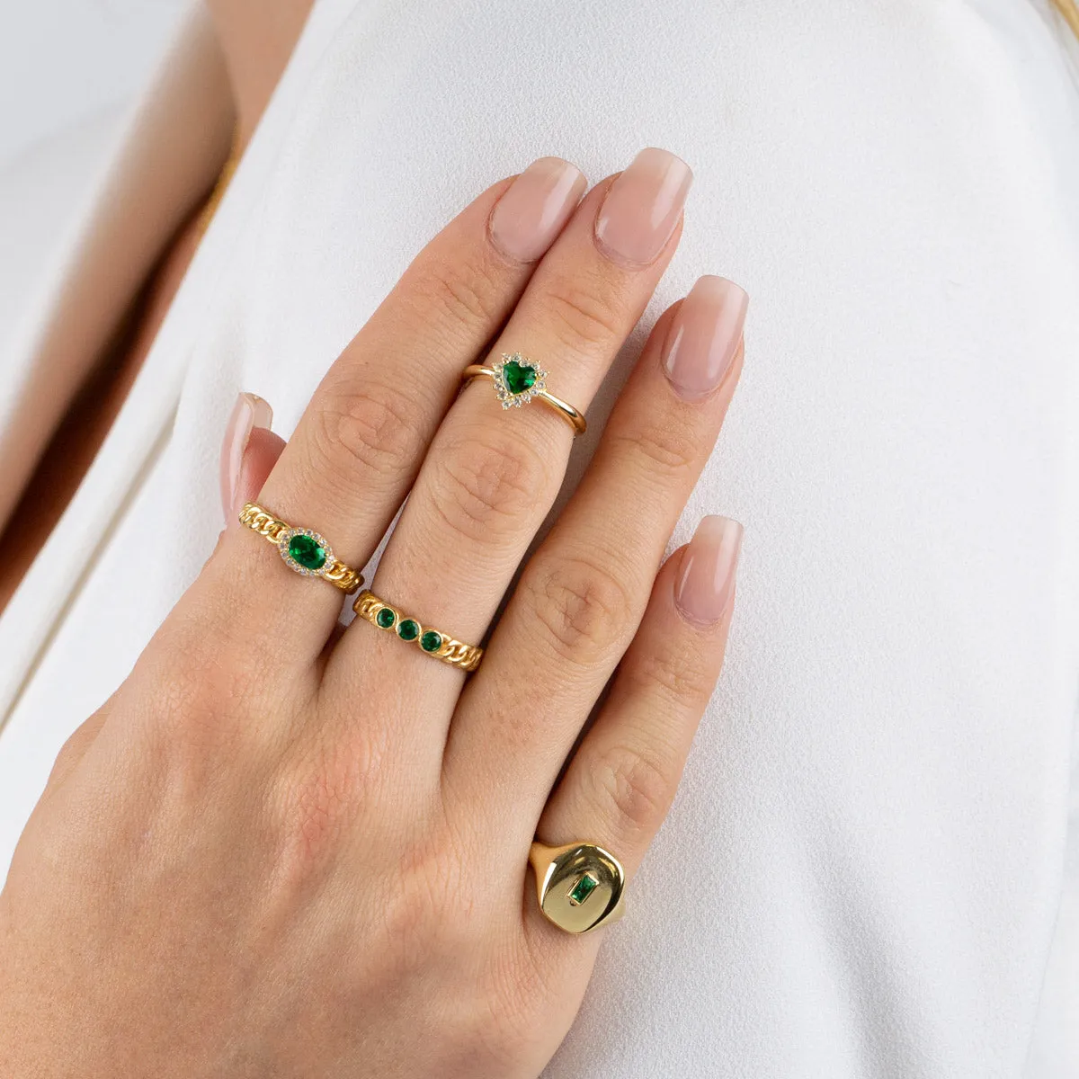 CZ Emerald Green Heart Stone Ring sold by Adina Eden's product image thumbnail 2