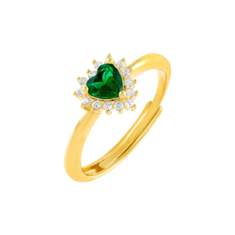 CZ Emerald Green Heart Stone Ring sold by Adina Eden's
