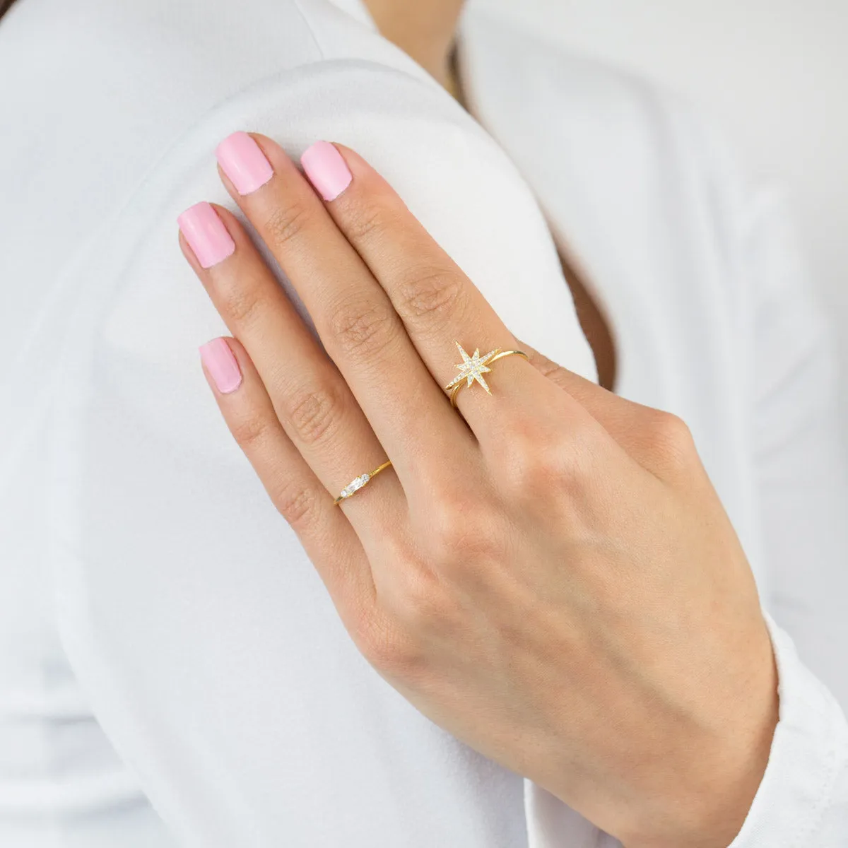 CZ Baguette Dainty Ring sold by Adina Eden's product image thumbnail 2