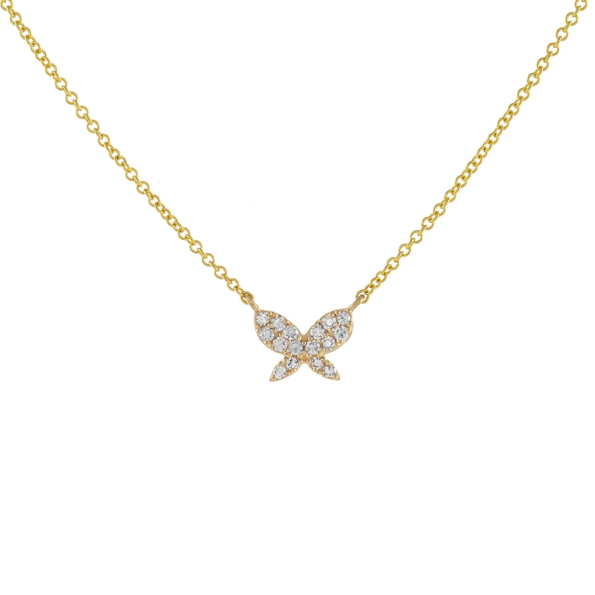 Diamond Dainty Butterfly Necklace 14K sold by Adina Eden's