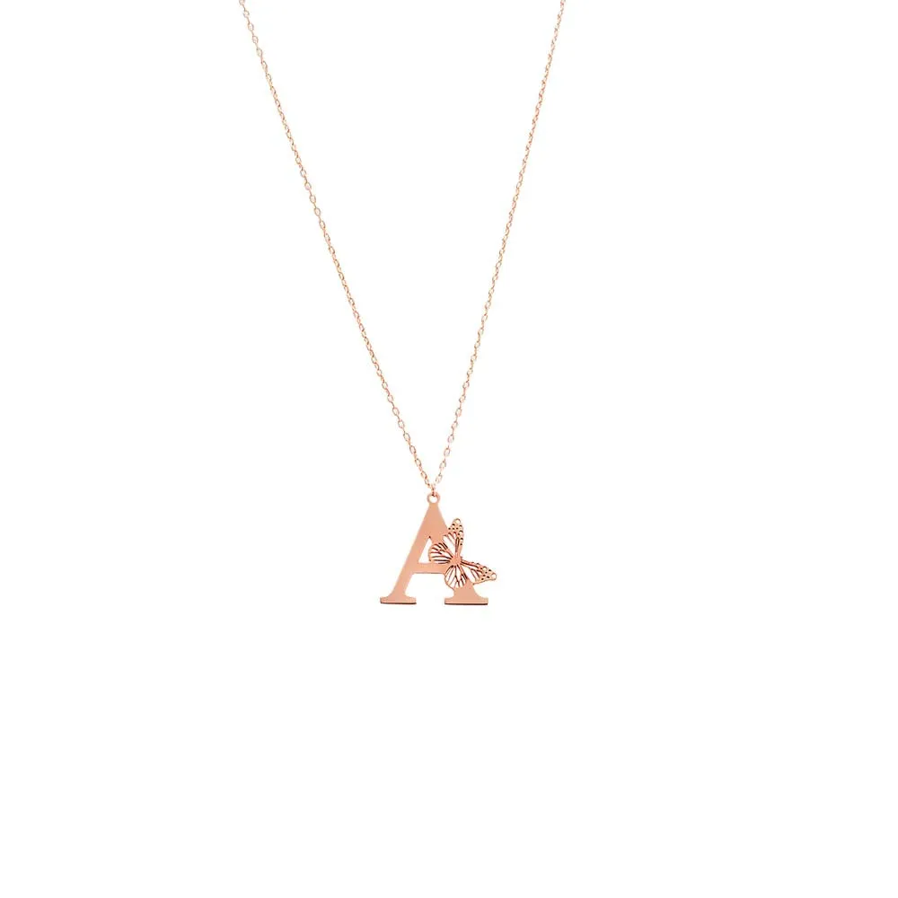 Solid Initial With Butterfly Cut Out Necklace sold by Adina Eden's product image thumbnail 4