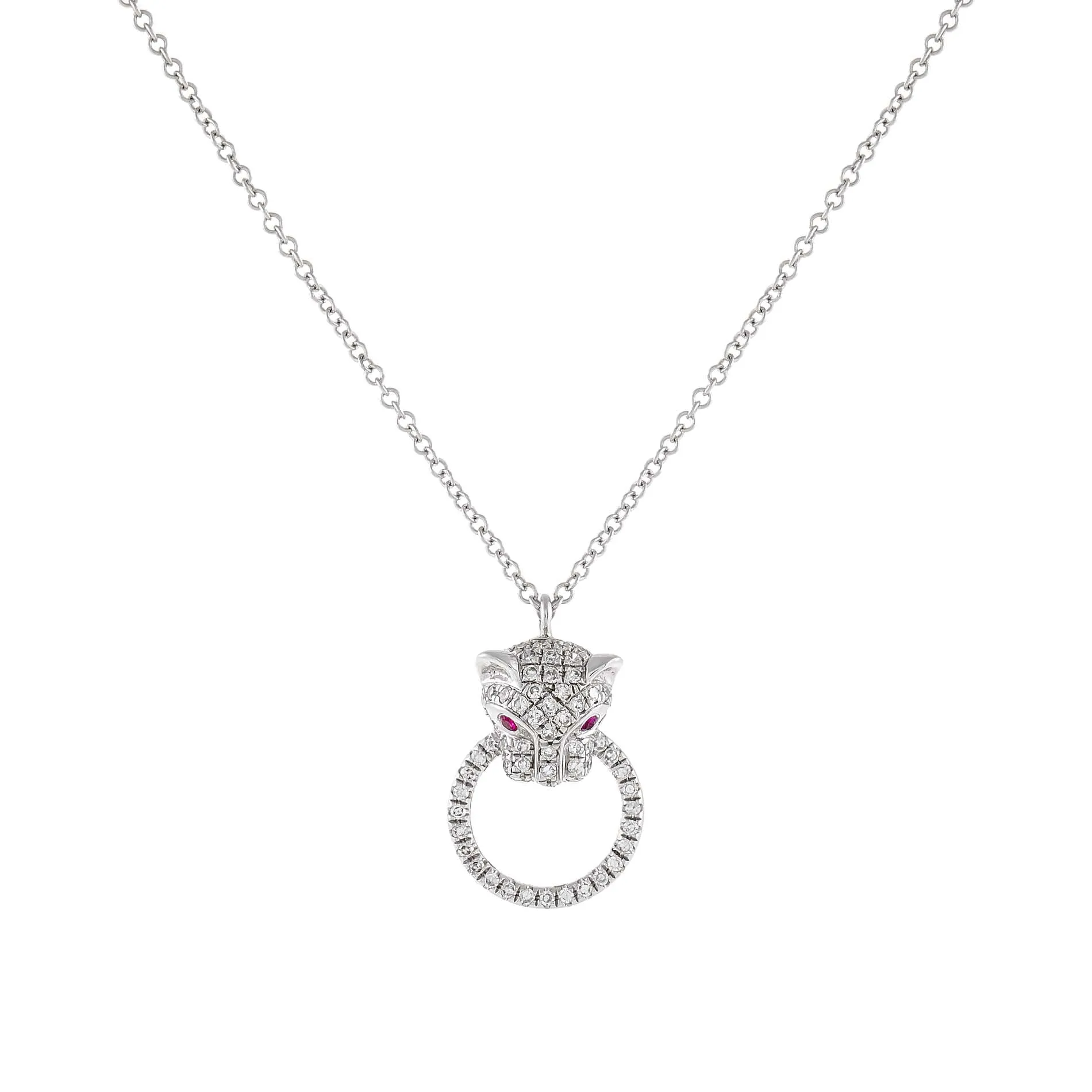Diamond Ruby Panther Necklace 14K sold by Adina Eden's