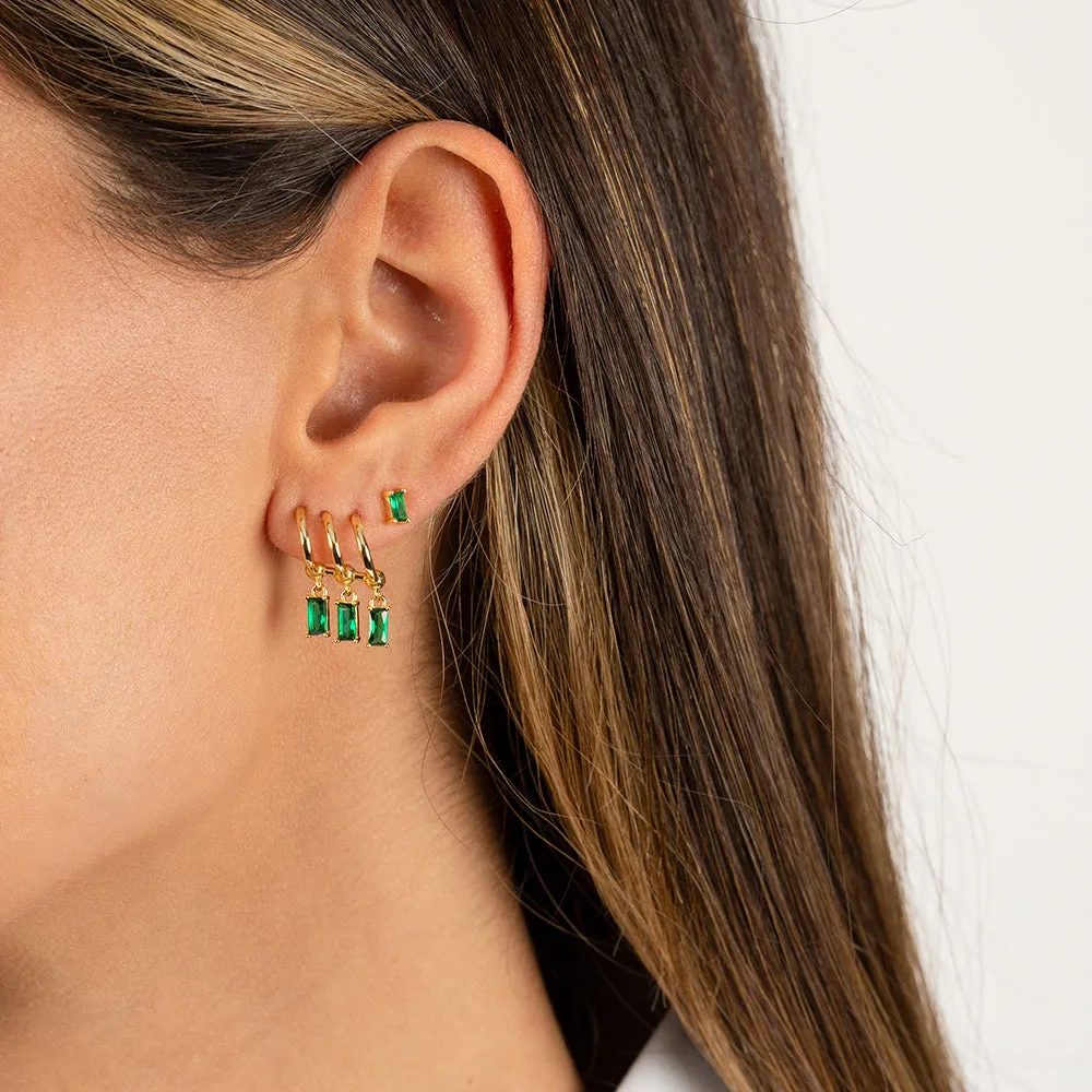 Tiny Colored Baguette Stud Earring sold by Adina Eden's product image thumbnail 4