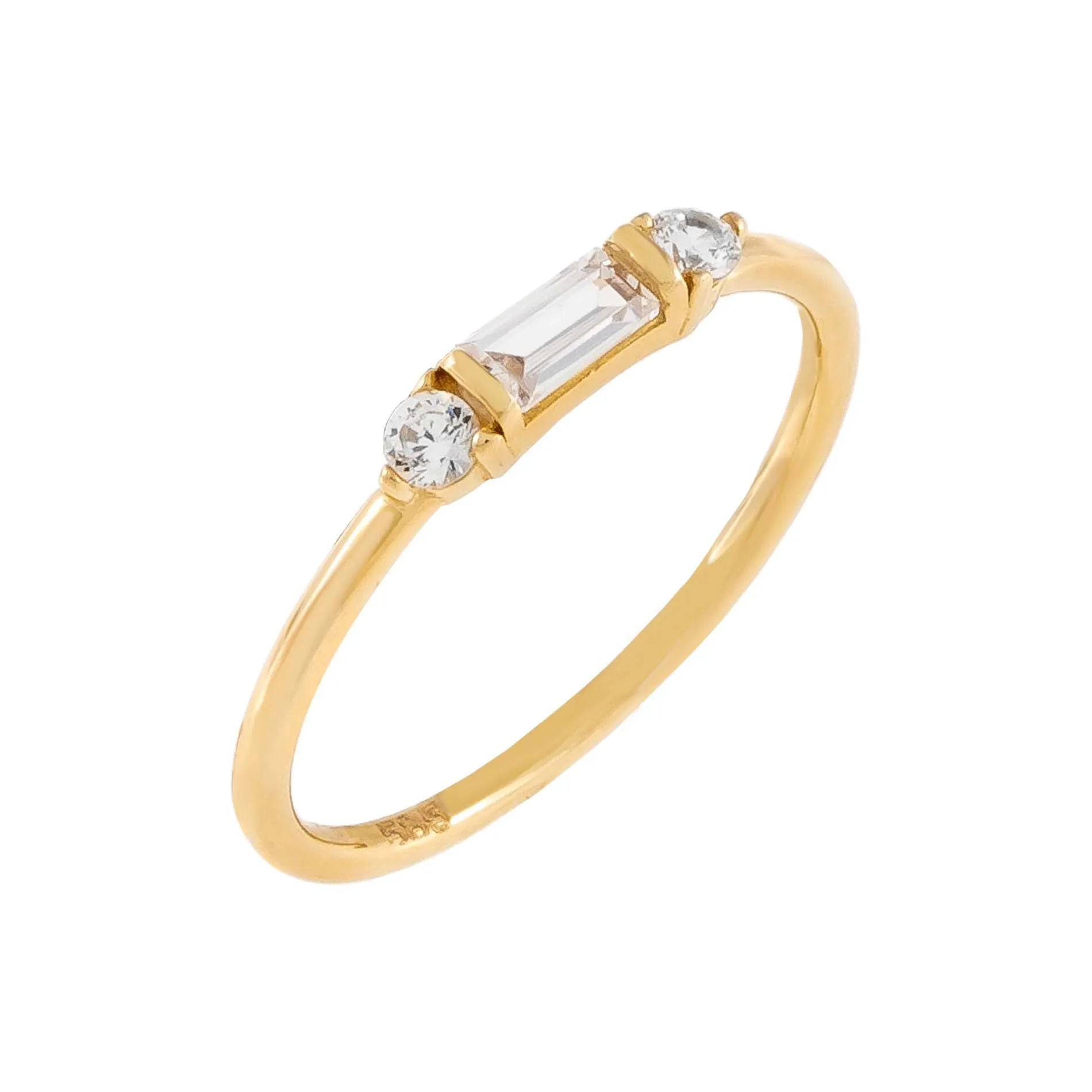 CZ Dainty Baguette Ring 14K sold by Adina Eden's