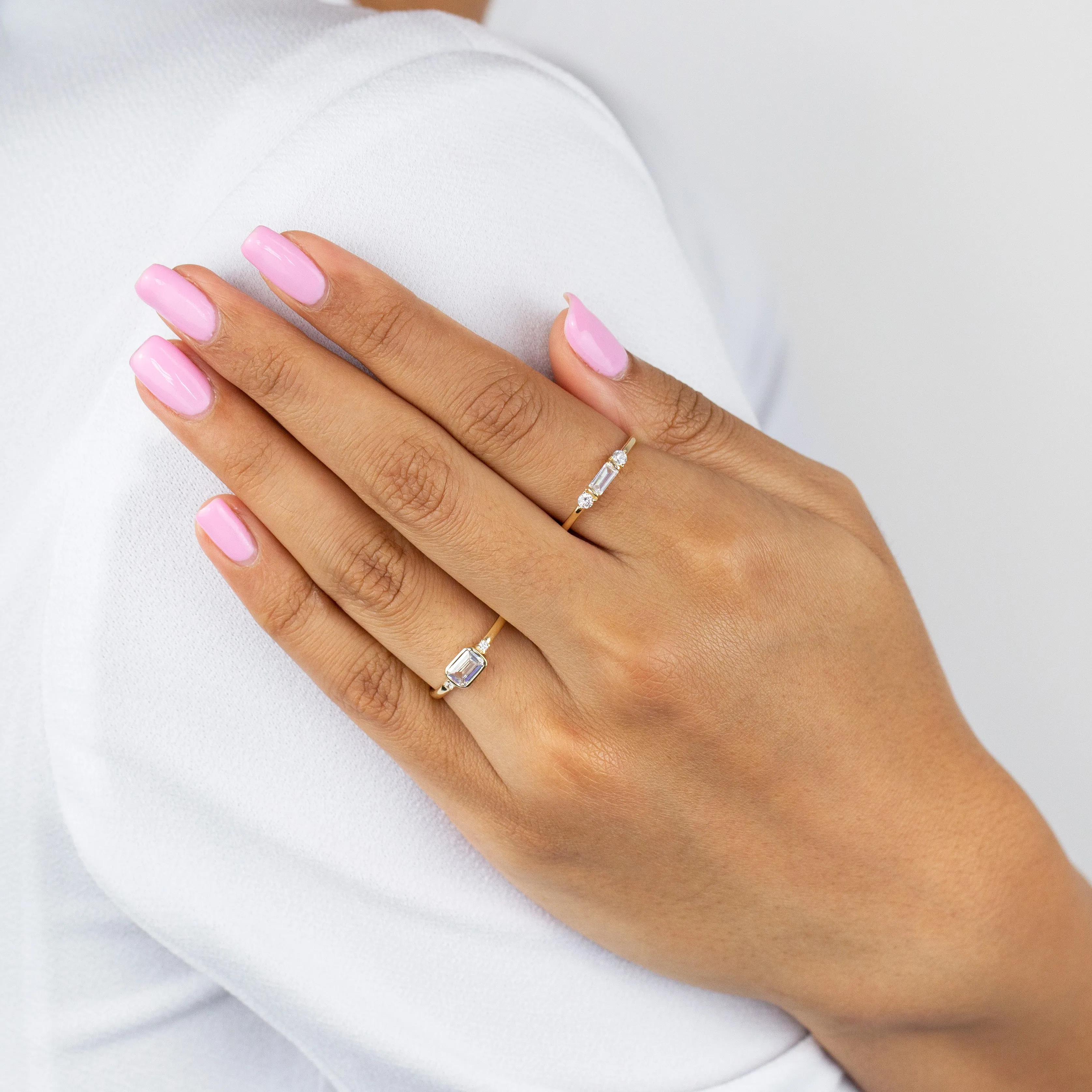 CZ Dainty Baguette Ring 14K sold by Adina Eden's product image thumbnail 2