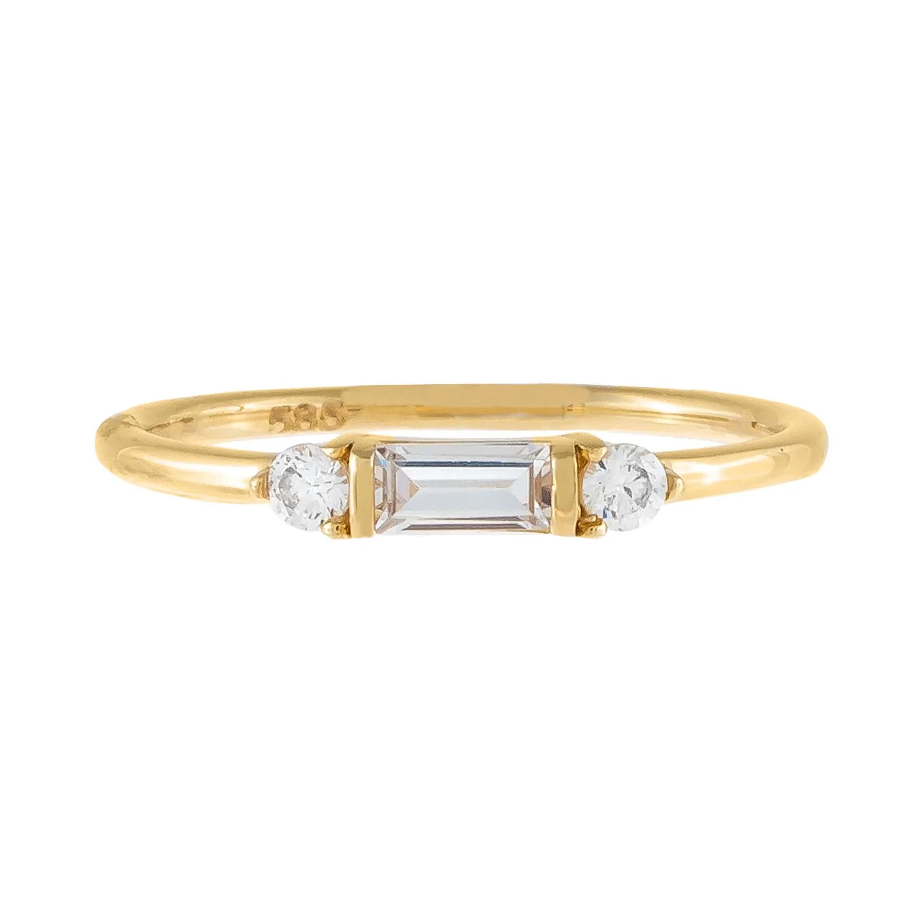 CZ Dainty Baguette Ring 14K sold by Adina Eden's product image thumbnail 3