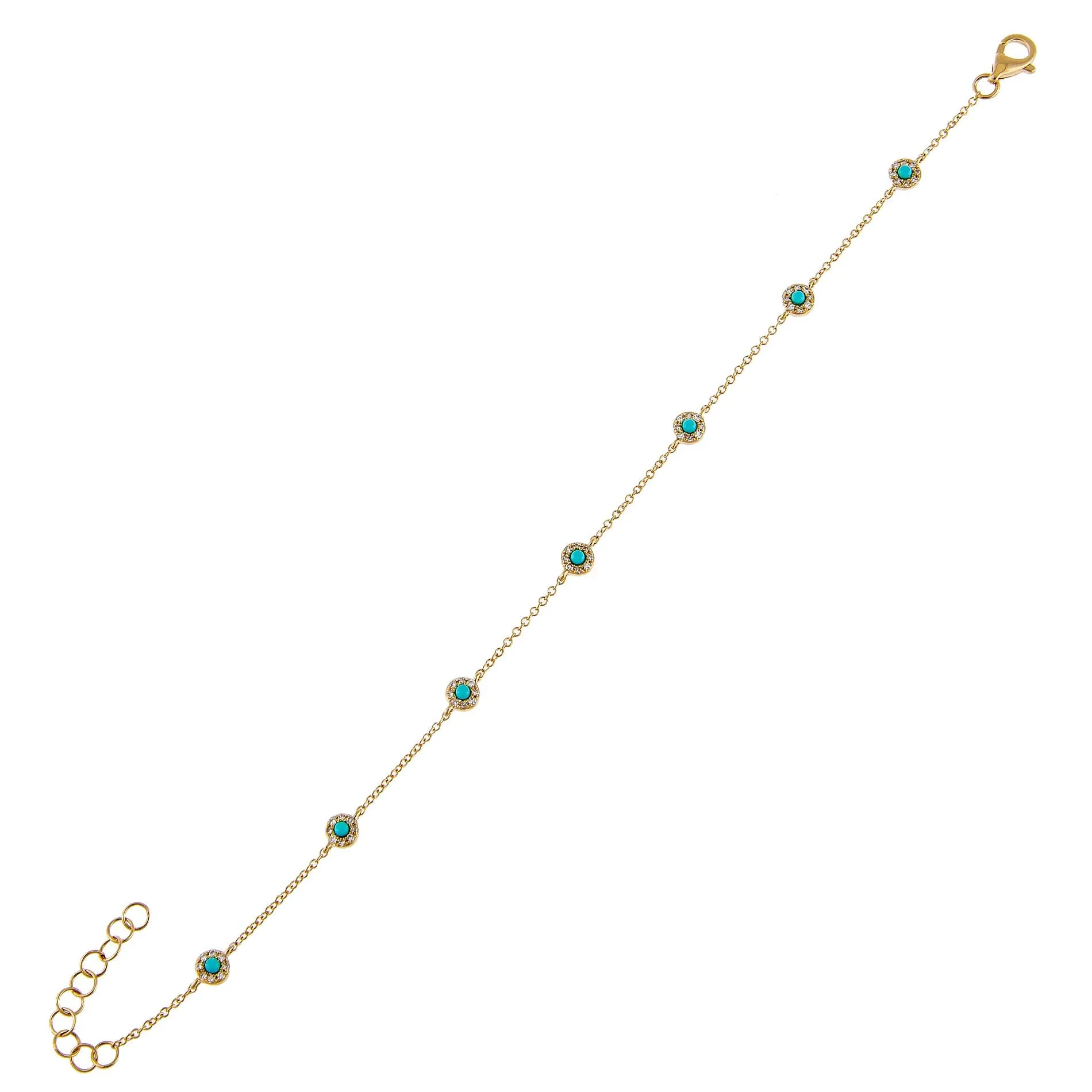 Diamond X Turquoise Bracelet 14K sold by Adina Eden's