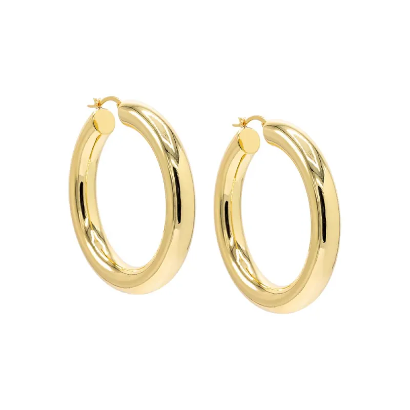Large Solid Rounded Hollow Hoop Earring sold by Adina Eden's
