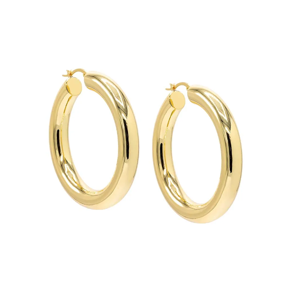 Large Solid Rounded Hollow Hoop Earring sold by Adina Eden's