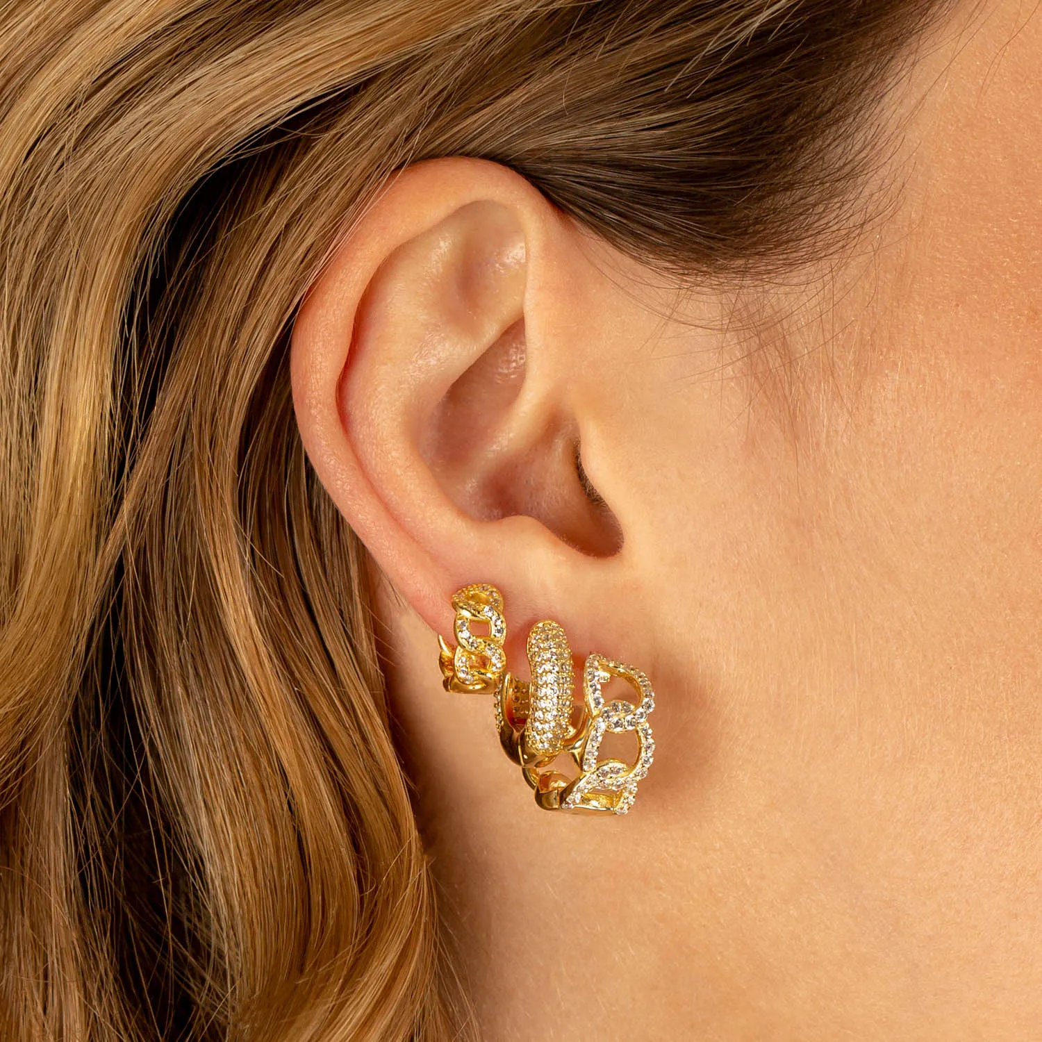 Wide Pavé Huggie Earring sold by Adina Eden's product image thumbnail 3