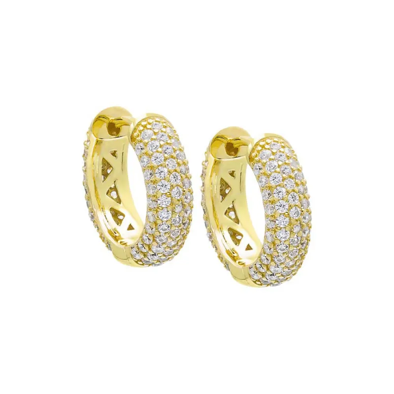Wide Pavé Huggie Earring sold by Adina Eden's