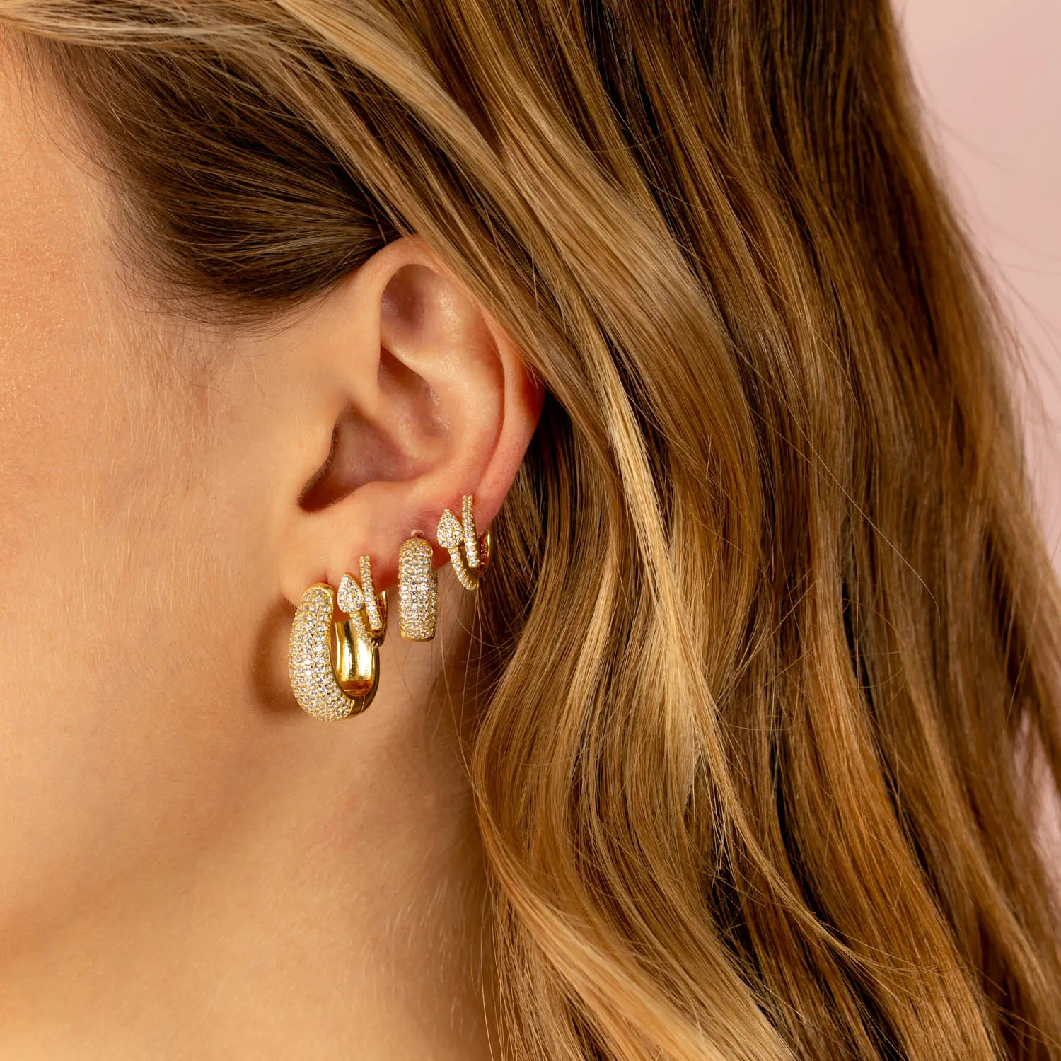 Wide Pavé Huggie Earring sold by Adina Eden's product image thumbnail 2