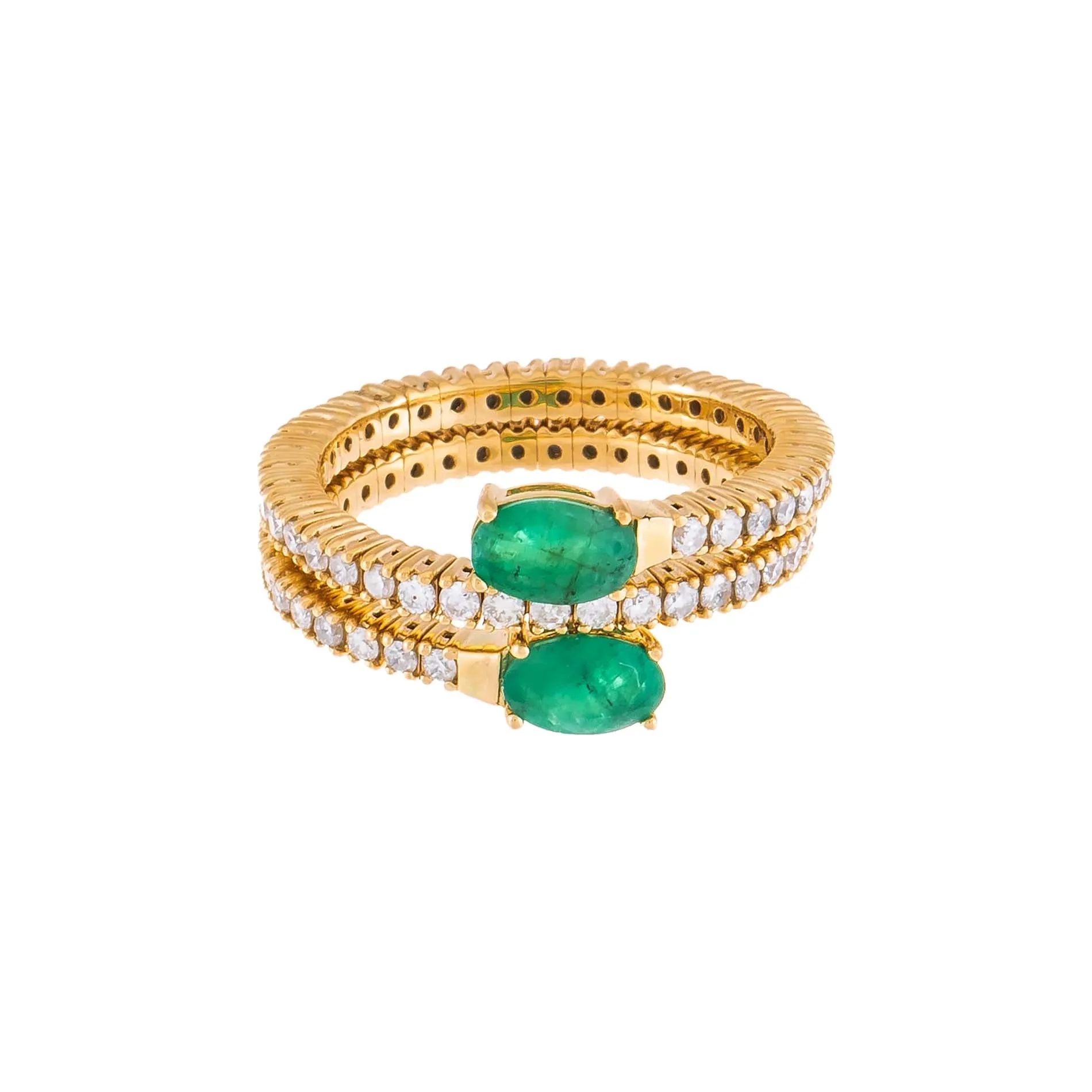 Diamond X Emerald Stretch Wrap Ring 14K sold by Adina Eden's product image thumbnail 2