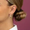 Solid/Pave Thin Large Oval Hoop Earring sold by Adina Eden's