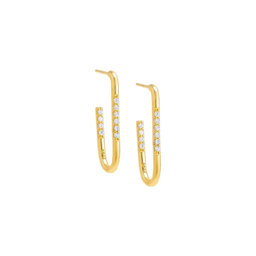 Solid/Pave Thin Large Oval Hoop Earring sold by Adina Eden's