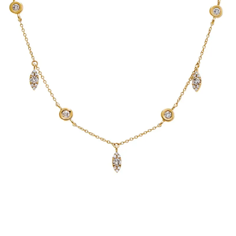 Diamond Bezel X Pave Shaker Necklace 14K sold by Adina Eden's