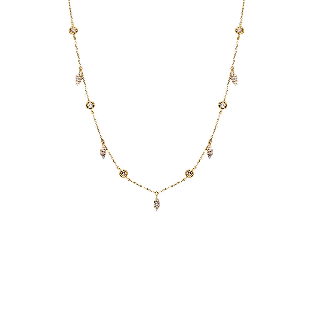 Diamond Bezel X Pave Shaker Necklace 14K sold by Adina Eden's product image thumbnail 3