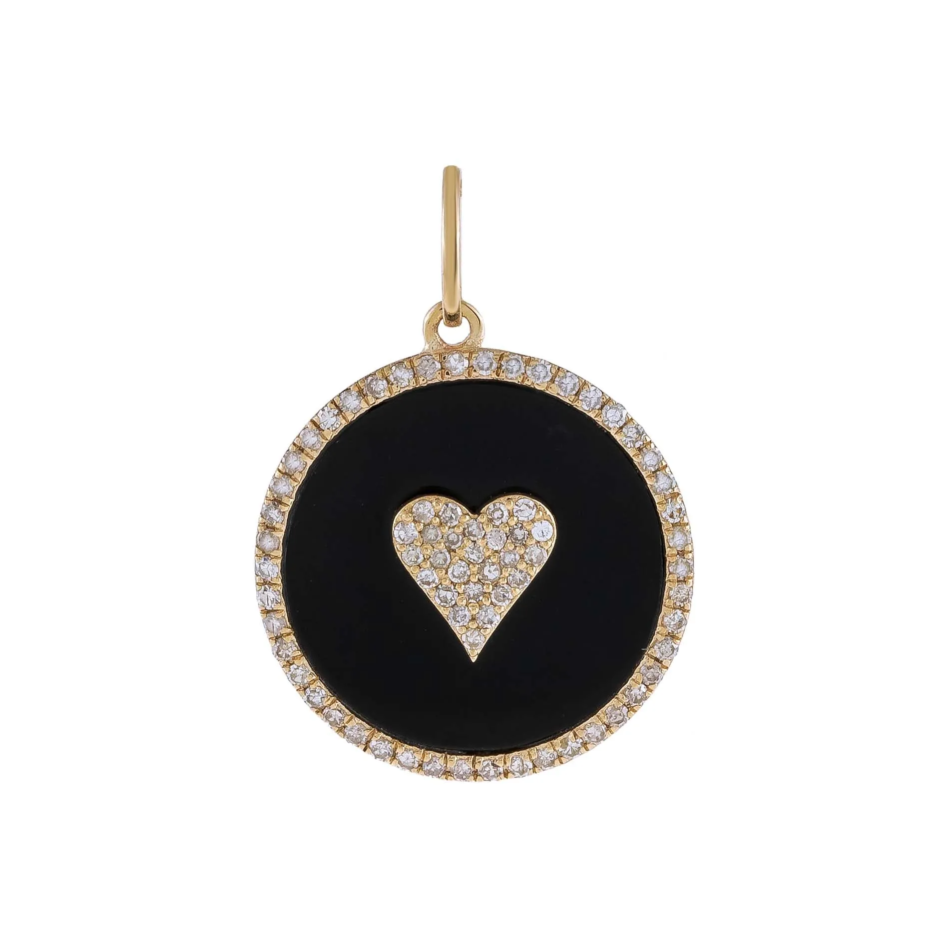 Diamond Onyx Heart Charm 14K sold by Adina Eden's