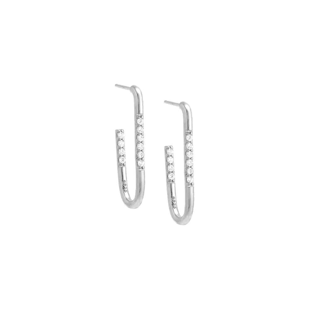 Solid/Pave Thin Large Oval Hoop Earring sold by Adina Eden's product image thumbnail 3