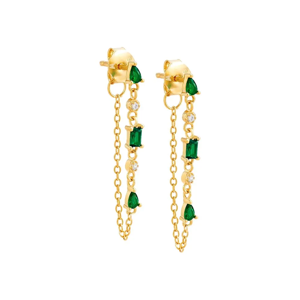 Colored Multi Stone Shape Chain Drop Earring sold by Adina Eden's