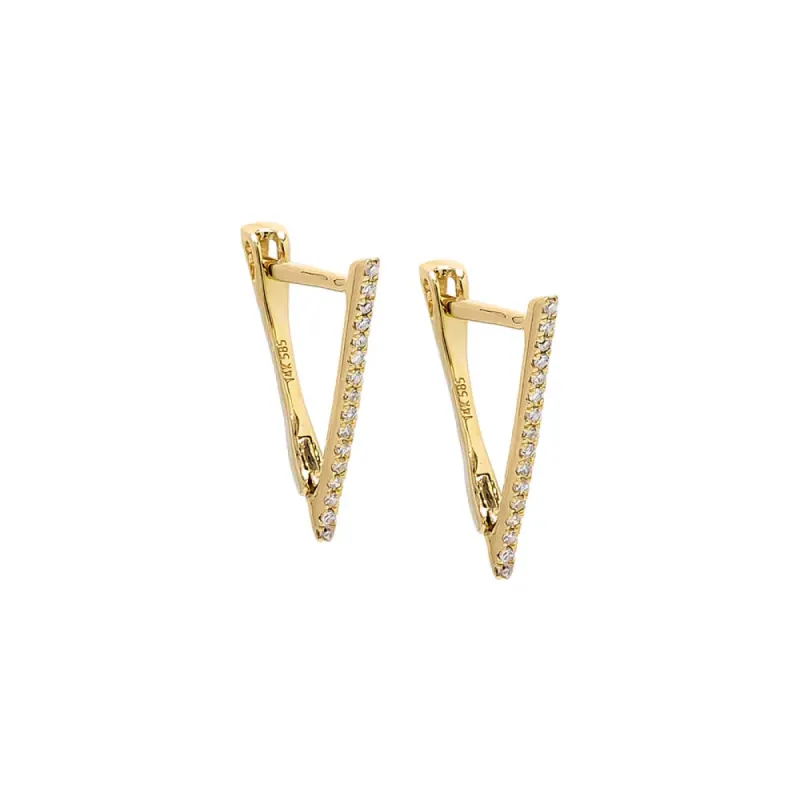 Diamond Pave Open Triangle Hoop Earring 14K sold by Adina Eden's