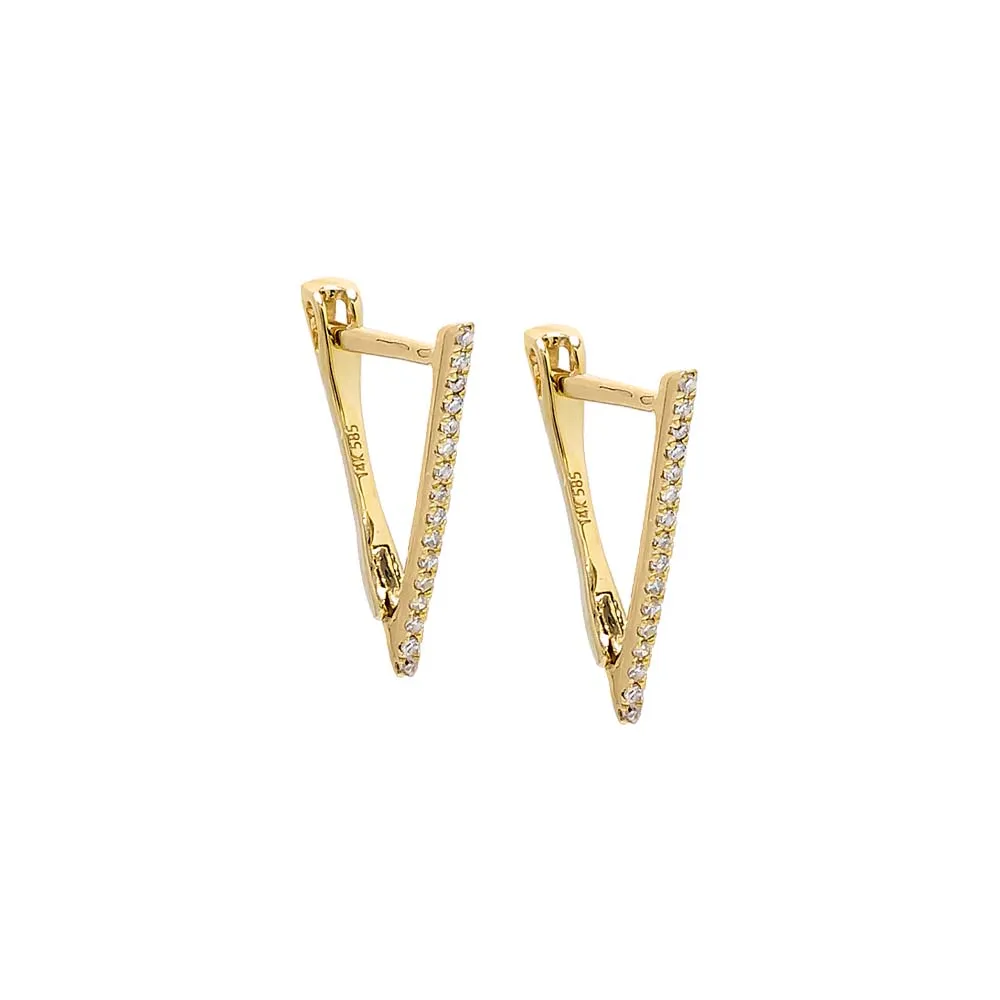 Diamond Pave Open Triangle Hoop Earring 14K sold by Adina Eden's